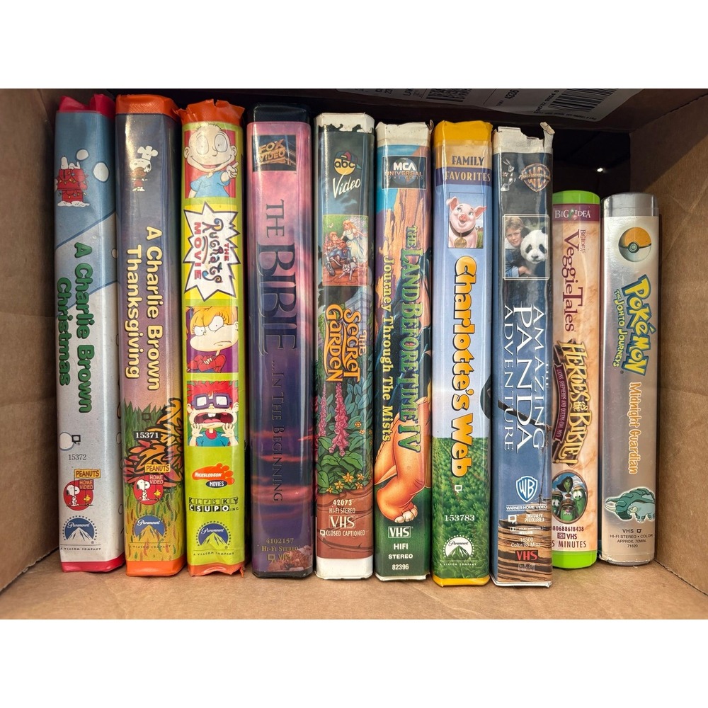 Vintage Children's VHS Lot - 9 Movies: Pokémon, Rugrats, VeggieTales, Family Fav